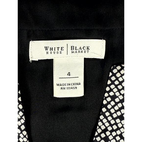 White House Black Market black and white 100% silk embellished dress. size 4 - Picture 2 of 11